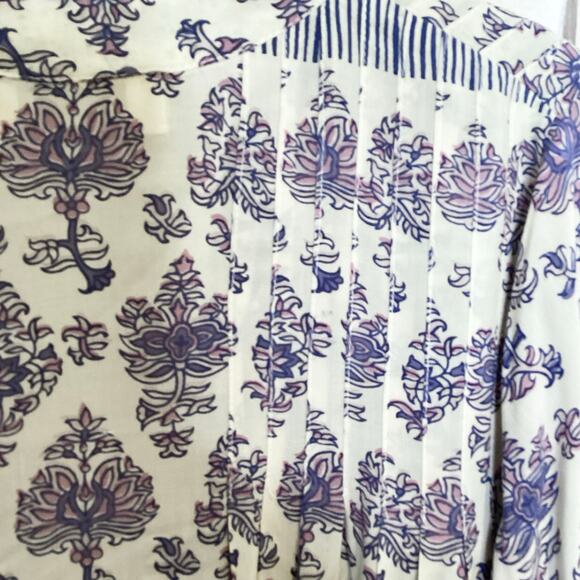 Natalie Martin Pintuck Pleat Block Print Rayon Peasant Blouse S - Picture 5 of 8